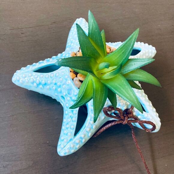 Starfish Succulent Plant Coastal Beach Ceramic Decor - Picture 1 of 4